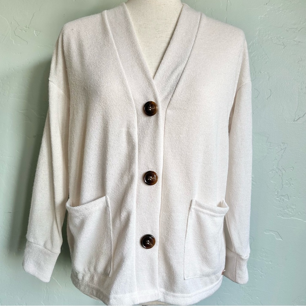 Danskin Women’s Luxe Cream Button Front Knit Cardigan‎ Size Small NWT